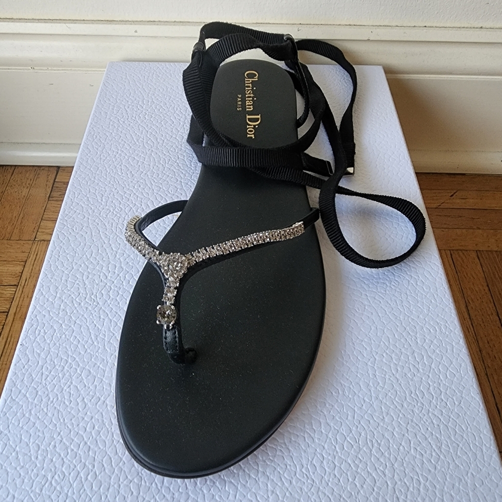 Brand New Never Been Worn Dior Black Sandals with Sparkling Accent